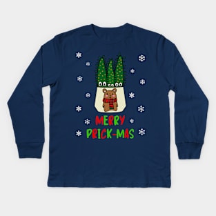 Merry Prick Mas - Eves Pin Cacti In Christmas Bear Pot Kids Long Sleeve T-Shirt